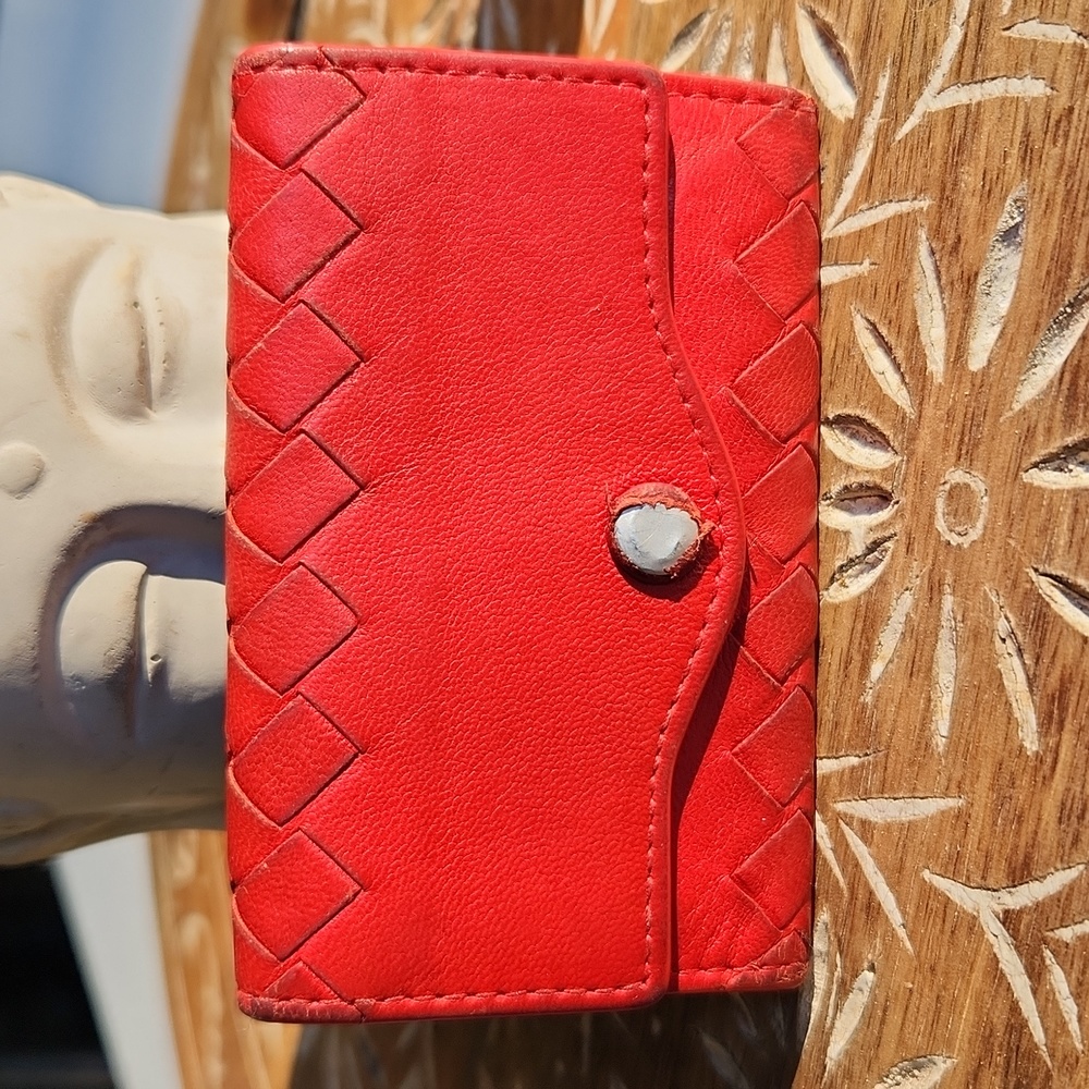 Bottega Veneta Weaved Leather Red Key Holder